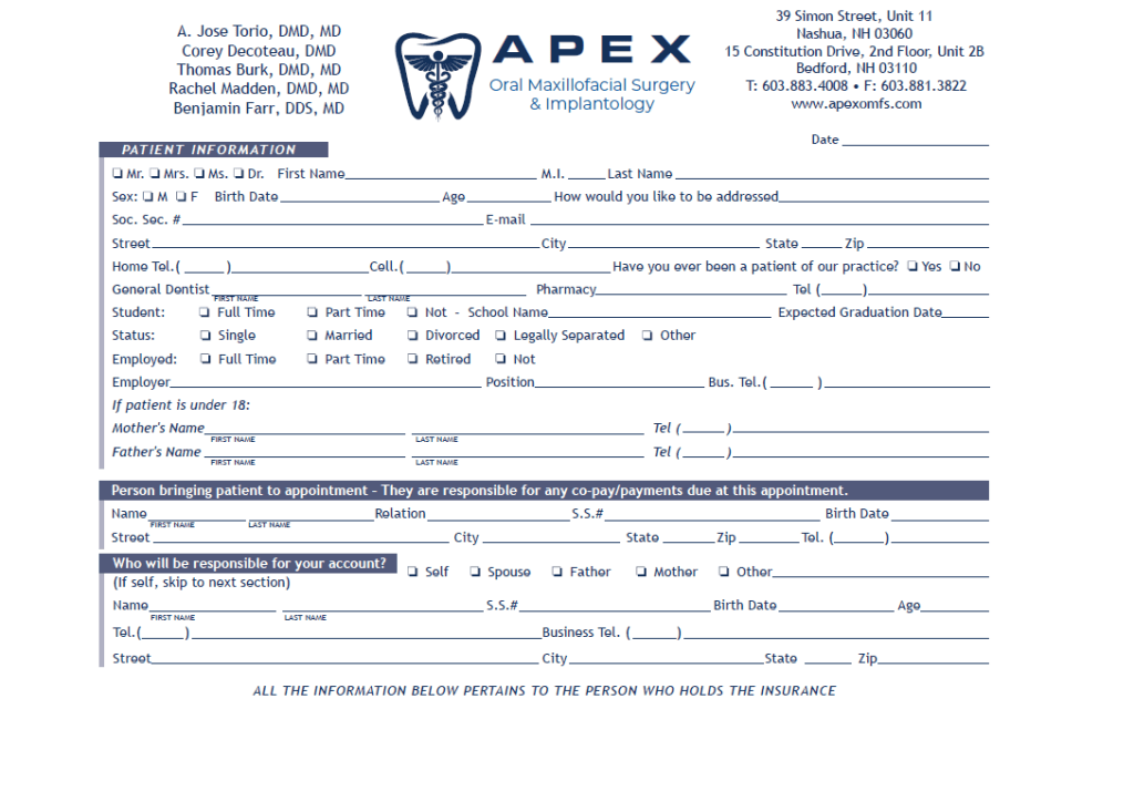 Apex Radiology Form.pdf Patient Forms Nashua & Bedford NH | Apex Oral Maxillofacial Surgery